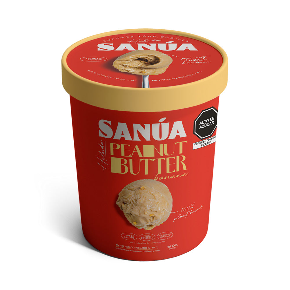 Helados Sanua Pote 16onz. Platano Mant. Mani