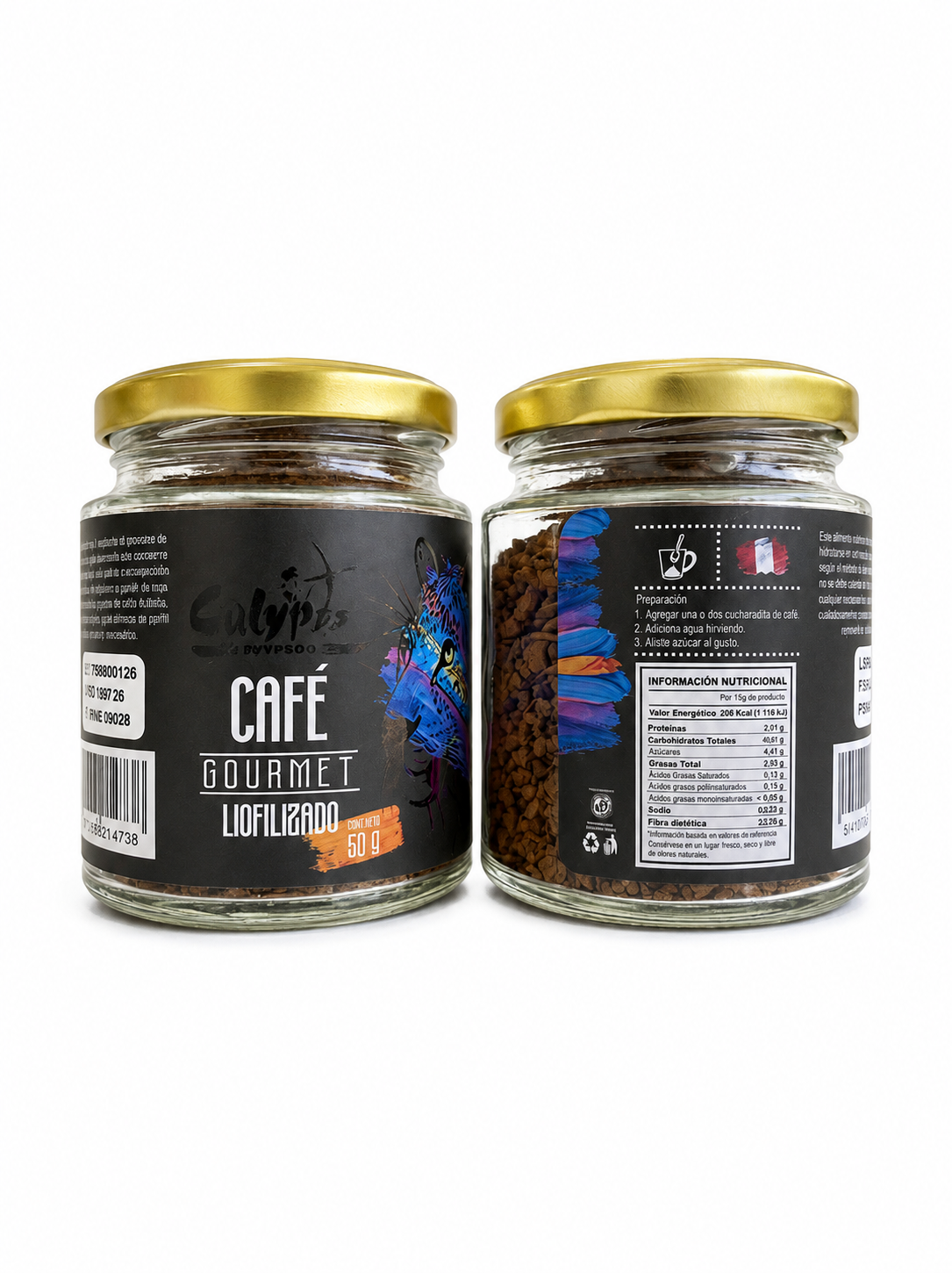 Café Gourmet Liofilizado Frasco Vidrio 50grs. Calypso