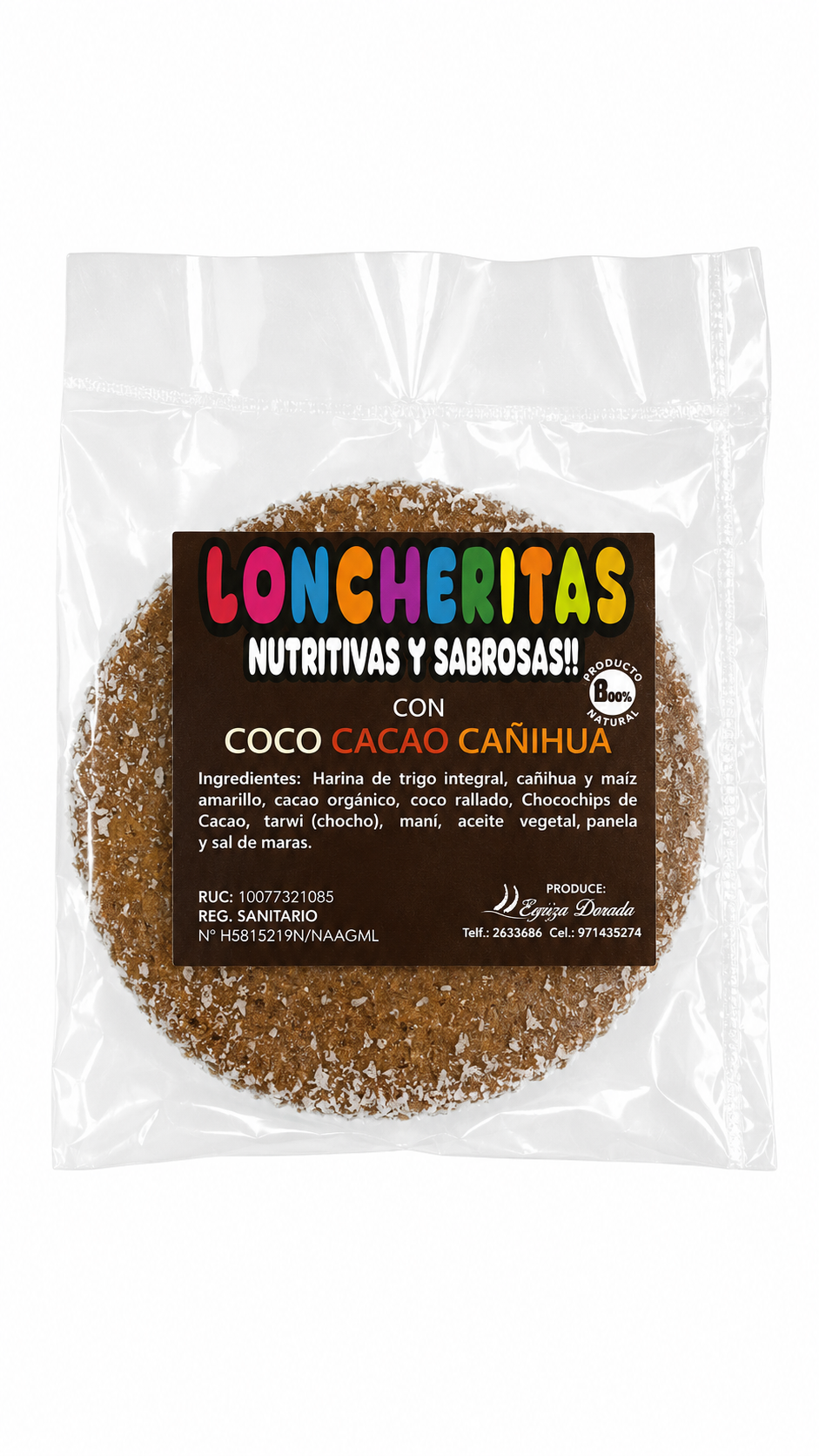 Alfajor Loncheritas Coco Cacao Cañihua Espiga Dorada