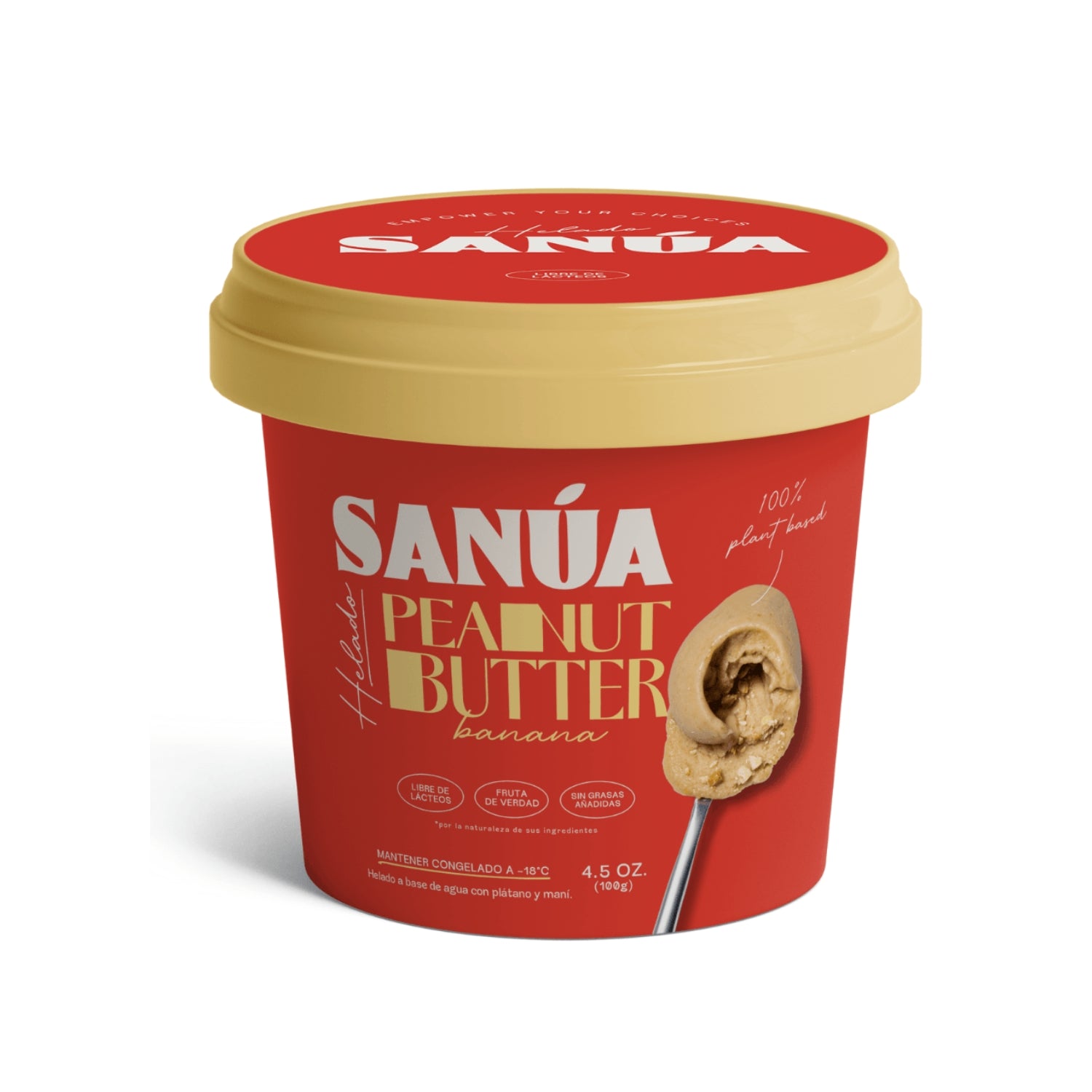 Helado Sanua Pote 4.5onz. Platano Mantequilla de Mani