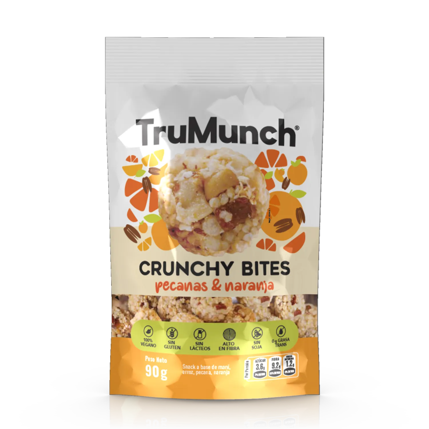 Crunchy Bites TruMunch Pecanas y Naranja 90g.