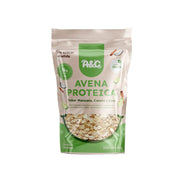 Bolsa de avena proteica sabor a manzana, canela y coco de 455g.