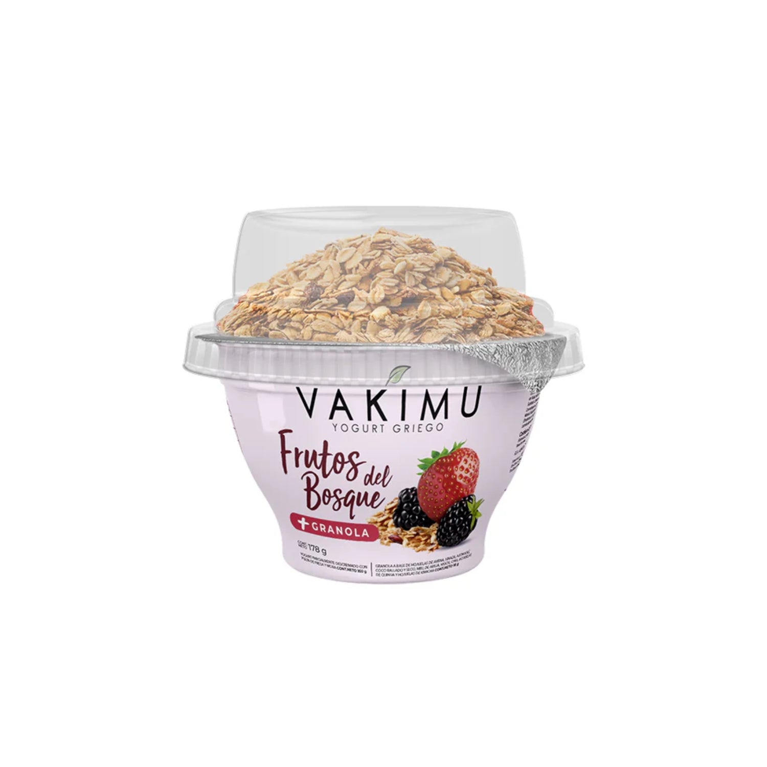 Yogurt Griego Vakimu Frutos del Bosque + Granola 178grs.