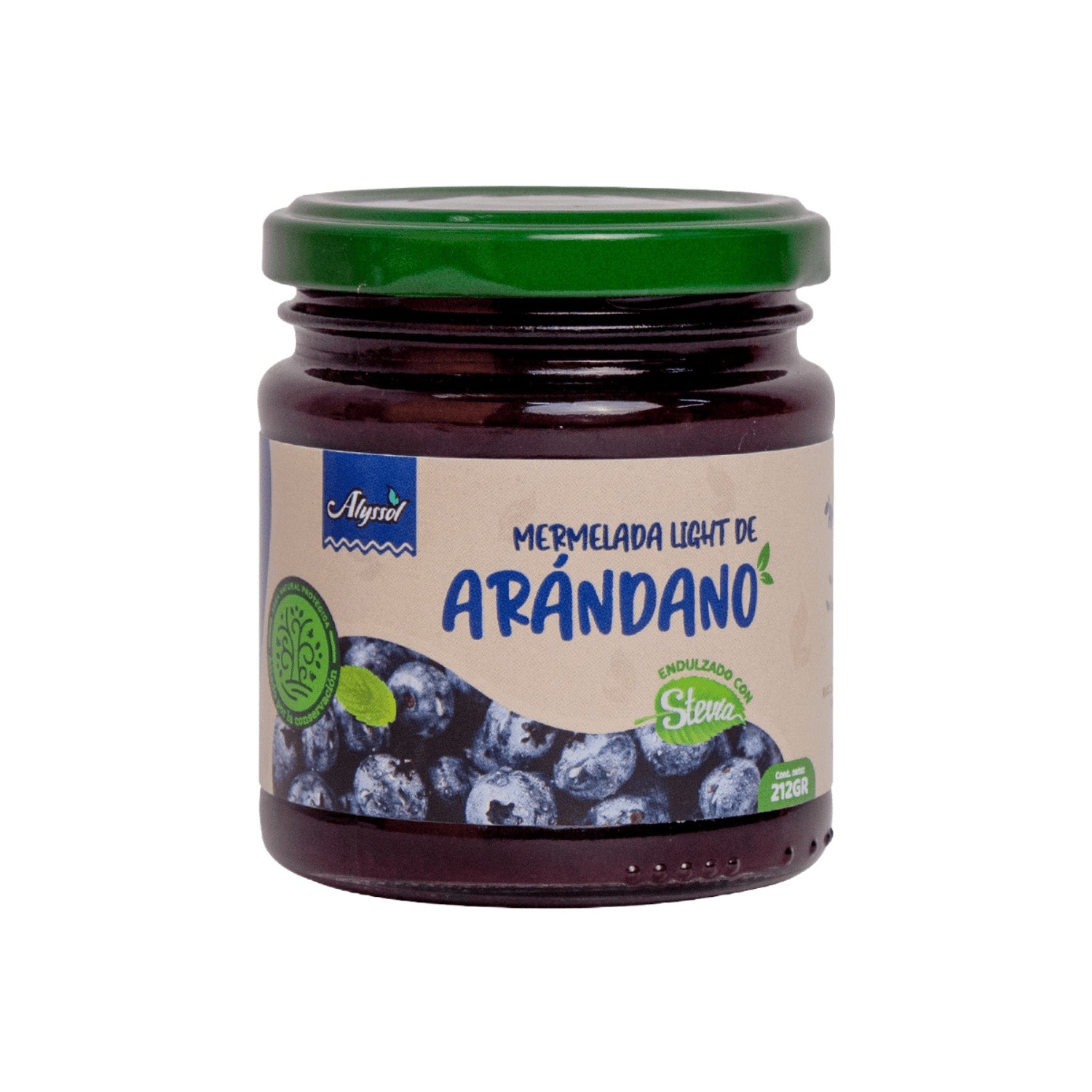 Frasco de mermelada Light de arándano con chía.
